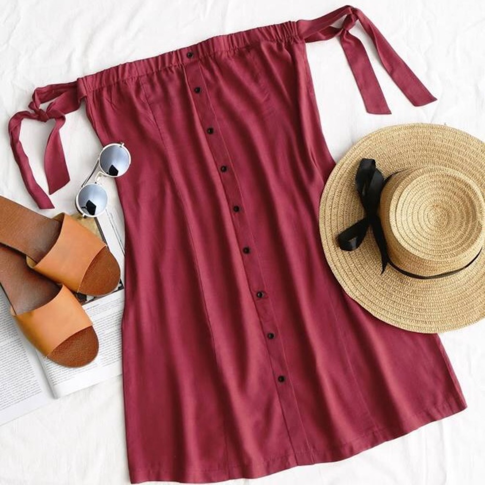 ❤️ 2 for $15 ❤️ Red Summer Shoulder Tie Dress